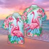 Flamingo Tropical Floral Hawaiian Shirt for men women, Animal Button Shirt