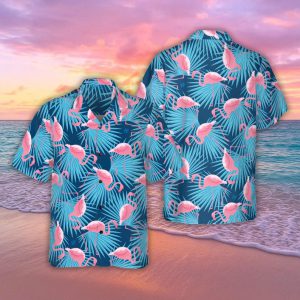 Flamingo Hawaiian Shirt, Bird Button Shirt