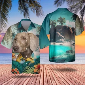 Weimaraner Dog Hawaiian Shirt Casual Button Down Shirt Beach