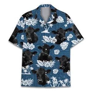 Black Angus Cow Hawaiian Shirt Men Women, Tropical Cow Hawaiian Shirt Summer